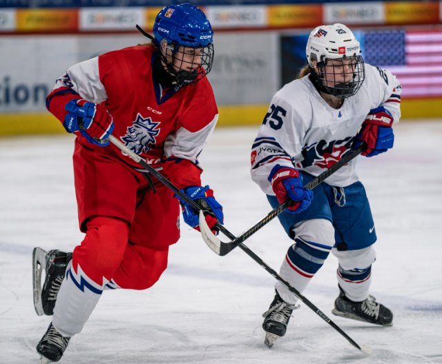 Ženy U18: Česko - USA, příprava před MS, 4. 1. 2024